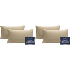 imageBeckham Hotel Collection Cooling Pillowcases for Hot Sleepers StandardQueen Cool Touch Pillow Cases White 4 Pieces04  Sand