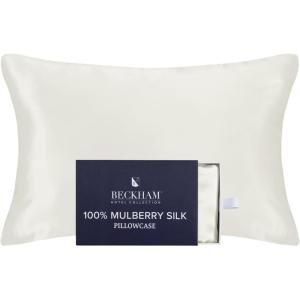 imageBeckham Hotel Collection Silk Pillow Case with Zipper 100 Mulberry Silk Pillowcase for Hair amp Skin 22 Momme 6A Grade OekoTEX Certified 1PC Queen Cherry PinkIvory