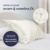imageBeckham Hotel Collection Adjustable Cooling Pillow with Mulberry Silk Pillowcase for Hot Sleeper amp Beauty Sleep 1PC Set Queen Ivory