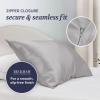 imageBeckham Hotel Collection Adjustable Cooling Pillow with Mulberry Silk Pillowcase for Hot Sleeper amp Beauty Sleep 1PC Set Queen Silver Cloud