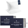 imageBeckham Hotel Collection Pillows with 2 Silk Pillowcases for Hair amp Skin 22 Momme 6A Grade Mulberry Silk Queen Silver Cloud