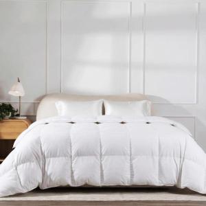 imageBeckham Hotel Collection Feather Down Comforter  All Season Duvet Insert with Baffle Box Construction 400 Thread Count Cotton Blend Responsibly Sourced Down FullQueenFullQueen
