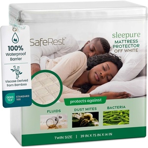 image:imageSafeRest Waterproof King Size Mattress Protector  Fitted with Stretchable Pockets  Machine Washable Cotton Blend Mattress Cover for BedOff White