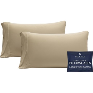 image:imageBeckham Hotel Collection Cooling Pillowcases for Hot Sleepers StandardQueen Size Set of 2 Cool Touch Pillow Cases Envelope Closure Silky Soft Breathable Light Gray05  Sand