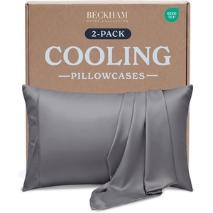 image:imageBeckham Hotel Collection Cooling Pillowcases for Hot Sleepers StandardQueen Size Set of 2 Cool Touch Pillow Cases Envelope Closure Silky Soft Breathable Light Gray04  Dark Gray