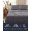 image:imageBeckham Hotel Collection 100 Cotton Queen Sheet Set 4Piece Light Gray  500 Thread Count Silky Soft Weave Breathable AntiPilling 16Inch Pocket AllAround Elastic Gets Softer with Every Wash04  Dark Gray