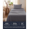 image:imageBeckham Hotel Collection 100 Cotton Queen Sheet Set 4Piece Light Gray  500 Thread Count Silky Soft Weave Breathable AntiPilling 16Inch Pocket AllAround Elastic Gets Softer with Every Wash04  Dark Gray