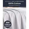 image:imageBeckham Hotel Collection 100 Cotton Queen Sheet Set 4Piece Light Gray  500 Thread Count Silky Soft Weave Breathable AntiPilling 16Inch Pocket AllAround Elastic Gets Softer with Every Wash01  White