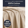 image:imageBeckham Hotel Collection 100 Cotton Queen Sheet Set 4Piece Light Gray  500 Thread Count Silky Soft Weave Breathable AntiPilling 16Inch Pocket AllAround Elastic Gets Softer with Every Wash05  Sand