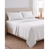 image:imageBeckham Hotel Collection 100 Cotton Queen Sheet Set 4Piece Light Gray  500 Thread Count Silky Soft Weave Breathable AntiPilling 16Inch Pocket AllAround Elastic Gets Softer with Every Wash01  White