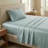 image:imageBeckham Hotel Collection 100 Cotton Queen Sheet Set 4Piece Light Gray  500 Thread Count Silky Soft Weave Breathable AntiPilling 16Inch Pocket AllAround Elastic Gets Softer with Every Wash06  Aqua Gray