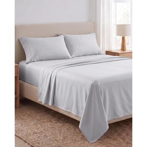 image:imageBeckham Hotel Collection 100 Cotton Queen Sheet Set 4Piece Light Gray  500 Thread Count Silky Soft Weave Breathable AntiPilling 16Inch Pocket AllAround Elastic Gets Softer with Every Wash03  Gray