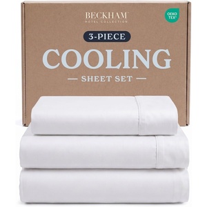 image:imageBeckham Hotel Collection Queen 4 Piece Cooling Sheet Set for Hot Sleepers Silky Soft Breathable amp Cooling Summer Bed Sheets  Fits Mattress Up to 16 Deep Pockets  Wrinkle amp Fade Free Gray01  White